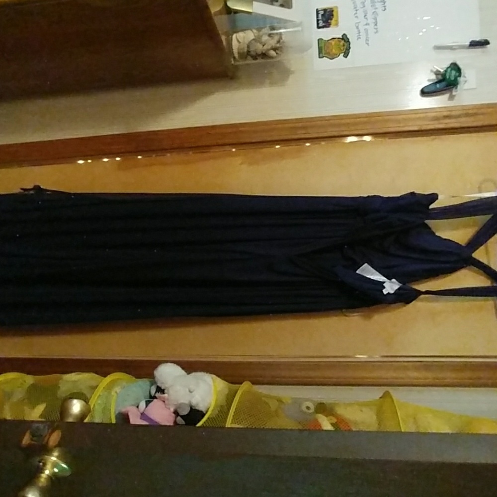 Marine Y-Neck Mesh bridesmaid dress